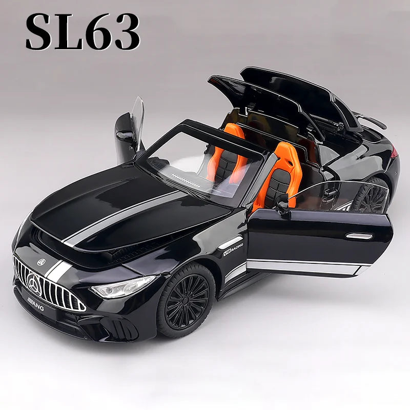 New 1:22 Benzs SL63 Supercar Alloy Die Cast Toy Car Model Sound and Light Children's Toy Collectibles Birthday gift