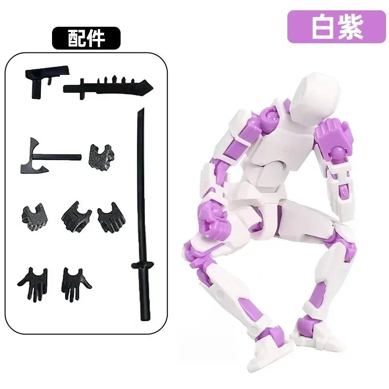 DIY Luminous T13 Multi-Jointed Movable Shapeshift Robot 3D Printed Mannequin Lucky robot and dog Action Figures Toys kids Gifts