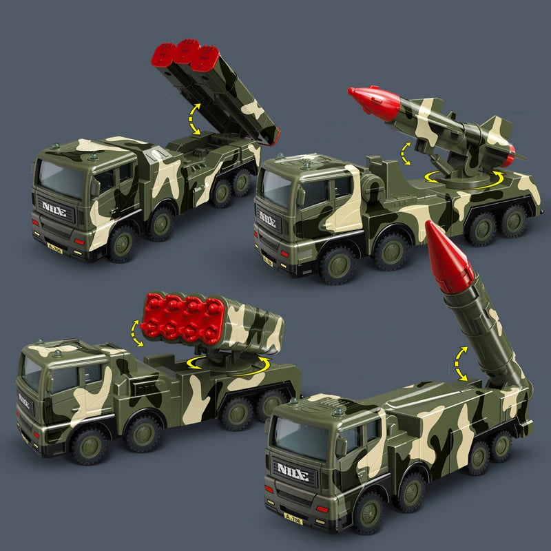 Military Series Air Defense Missile System Inertia Missile Car Rocket Launcher Model Children Baby Boy Toy Birthday Gift