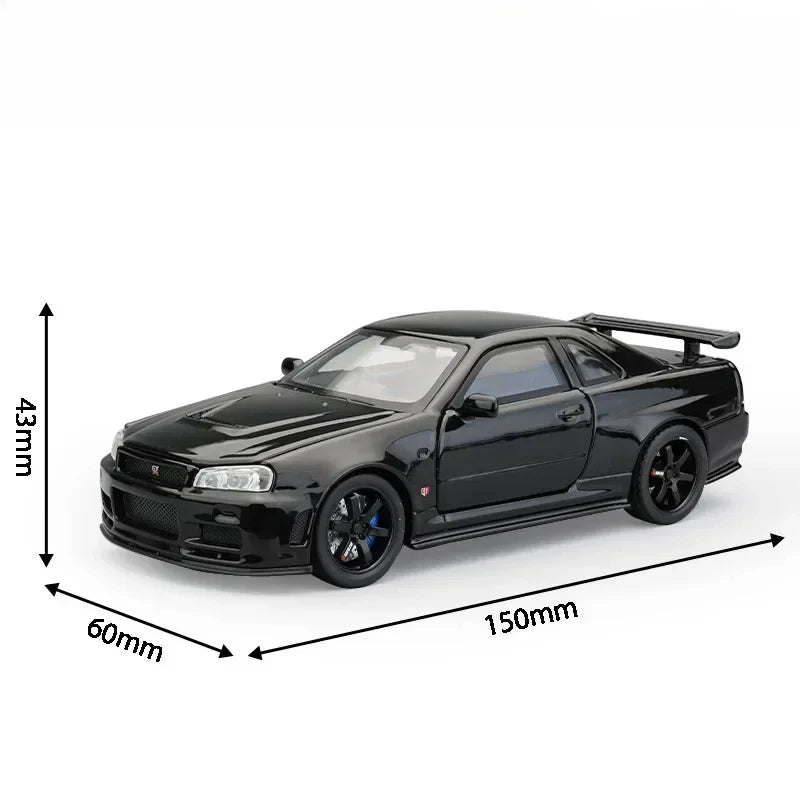 1:32 Nissan Skyline GTR R34 Alloy Scale Model Car Diecast Metal Vehicle Sound＆Light Collectible Children Toy Gifts