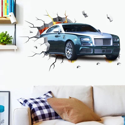 3D Urban High end Sports Car Cool Motorcycle Car Wall Sticker Boys' Room Car Art Poster Wallpaper Boys' Dream Gift Decoration