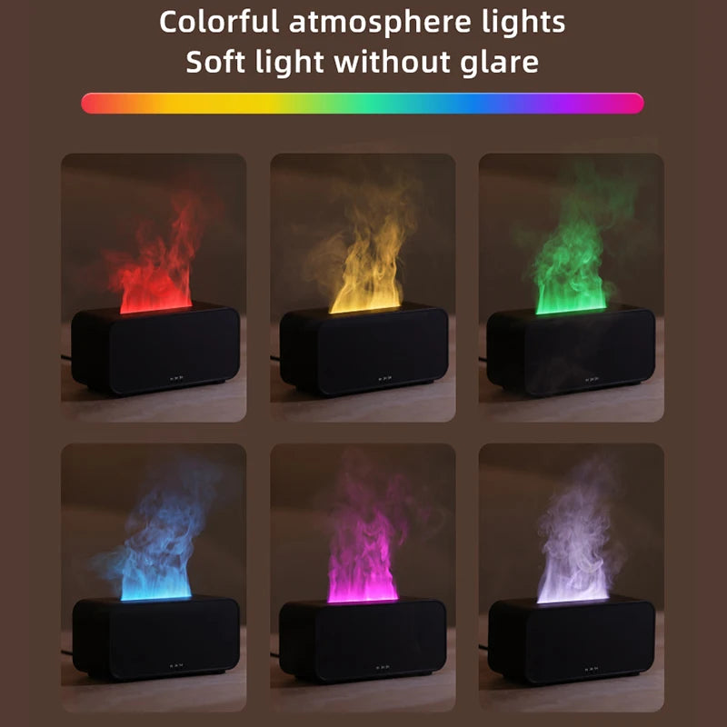 Aroma Diffuser Simulation Colorful Flame Air Humidifier Can add Essential Oil Timing Setting Ultrasonic Cool Mist Maker Fogger