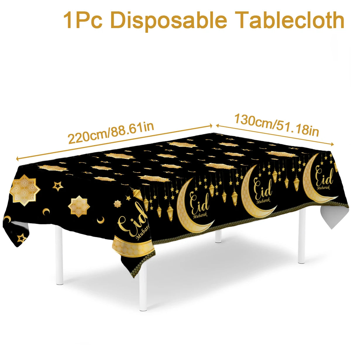 Eid Mubarak Star Moon Tablecloth Ramadan Kareem Decor for Home 2025 Islamic Muslim Party Eid Al Adha Supplies Castle Table Cover