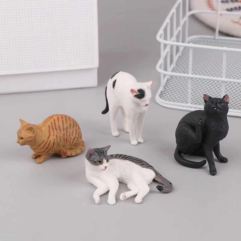 Solid Simulation Animal Model Lying Orange Cat Figurine Cute Desktop Decoration Mini Pet Cat Model Ornament