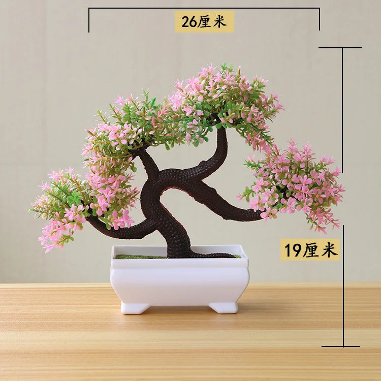 1pc Artificial Plants Bonsai Small Tree Simulation Plants Fake Flowers Table Potted Ornaments Home Decoration Hotel Garden Decor