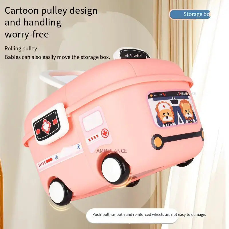 Children's Cartoon Cute Fun Storage Box Cartoon Pulley Design Handling Worry-free Household Baby Sundry Storage Box Sub