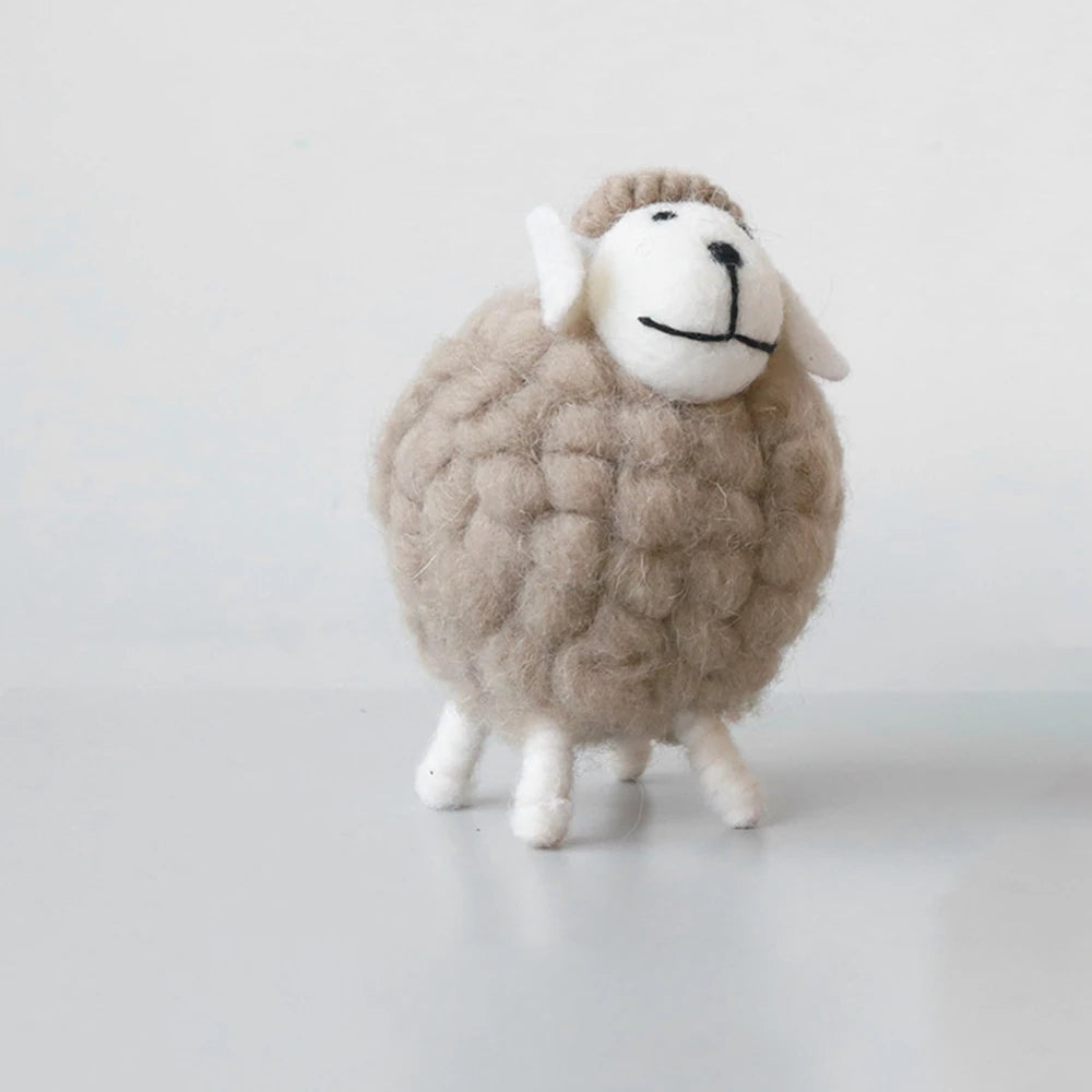 Cartoon Sheep Wool Felt Lamb Mini Table Ornament  For Home Furnishings Desktop Decor Birthday Party Festival Gift