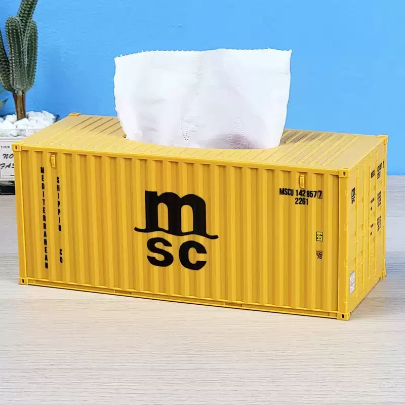 Creative Docker Shipping Container Model Tissue Box Mini Container Model Creative Plastic Living Room Facial Tissue Holder