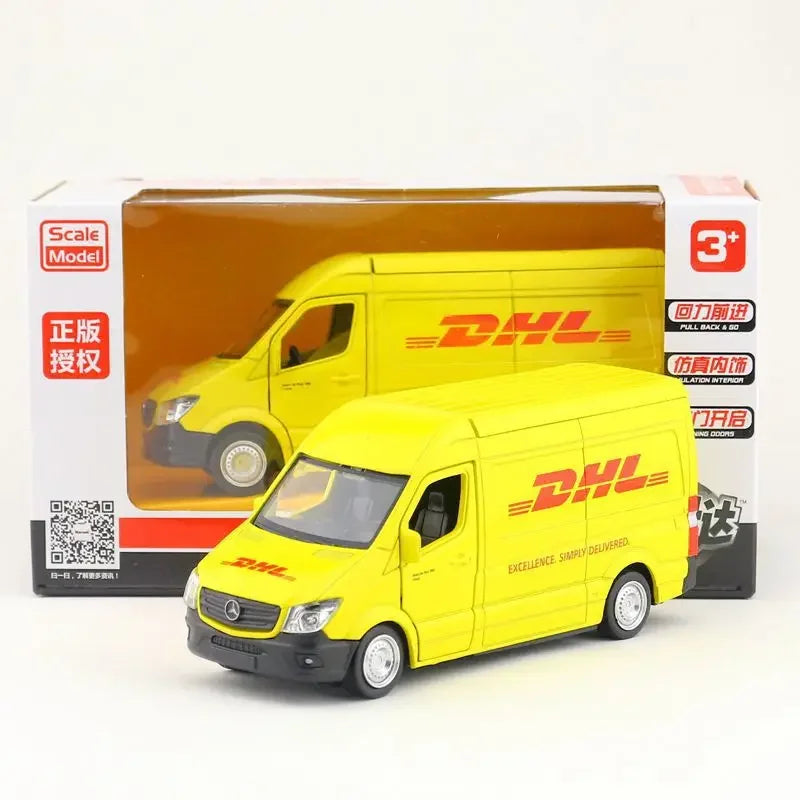 1:36 DHL Express Delivery Truck Model Toy Sprinter MPV Business Vehicle Alloy Diecast Static Simulation Model for Boy Gifts