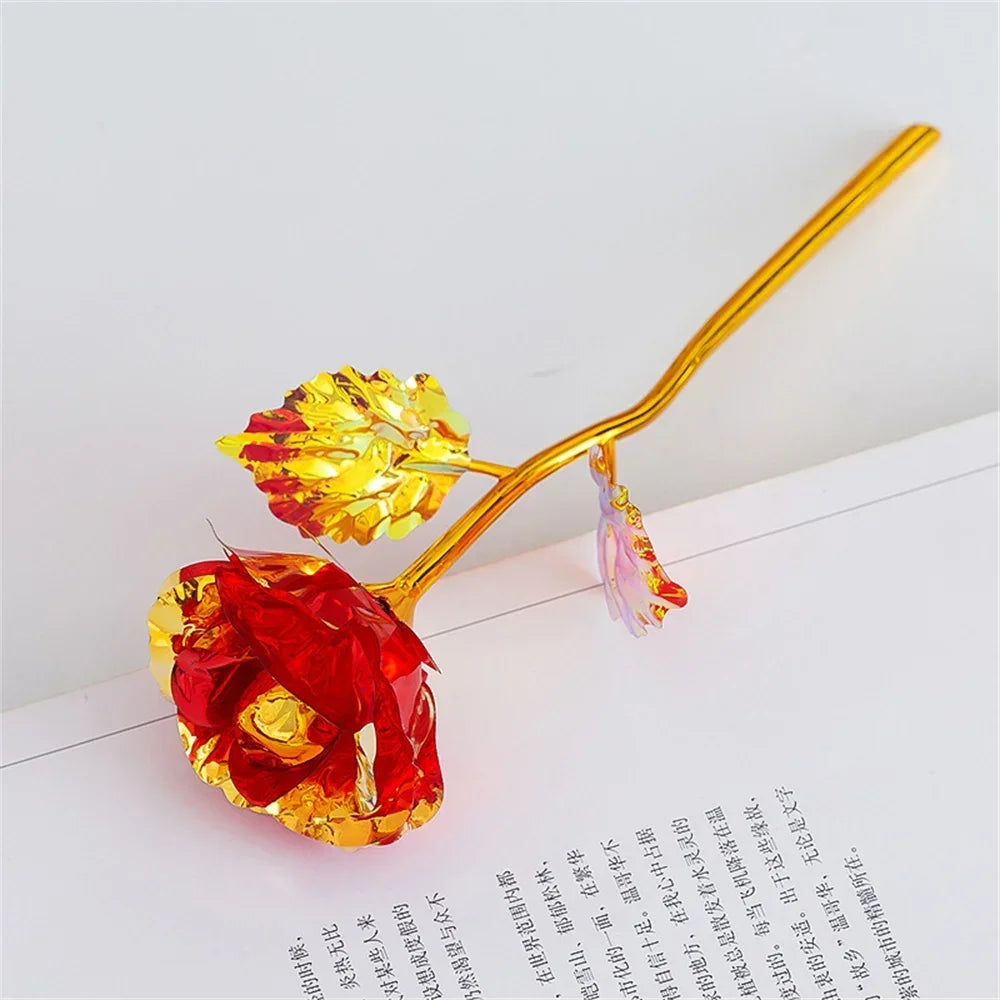 1pc Golden Foil Rose Galaxy Rose Artificial Rose Flower Gift for Mothers Day Valentine Day Birthday Gift Simulation Flower