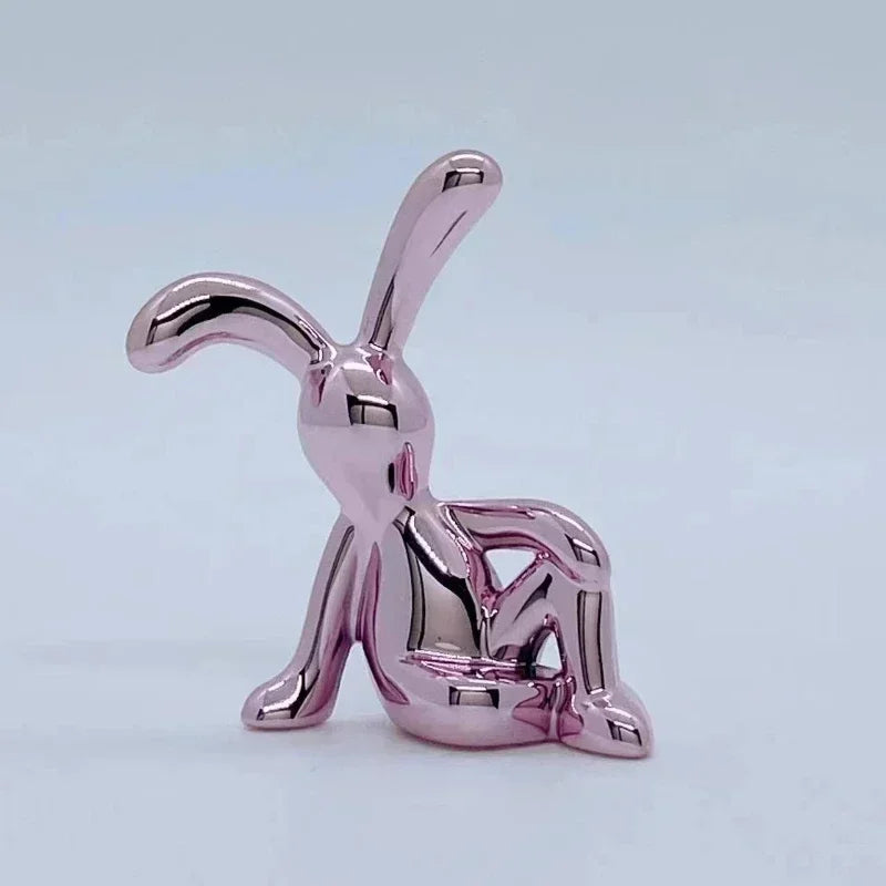 Rabbit Figurine Long-Eared Rabbit Statue Home Office Desktop Decoration Car Central Control Easter Bunny Art Ornaments