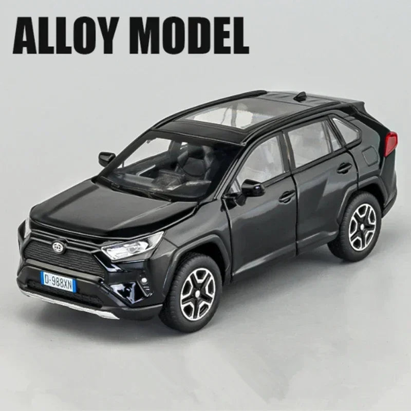 1:32 Toyota RAV4 SUV Alloy Car Model Diecasts Metal Vehicles Car Model Simulation Sound and Light Collection Childrens Toy Gift