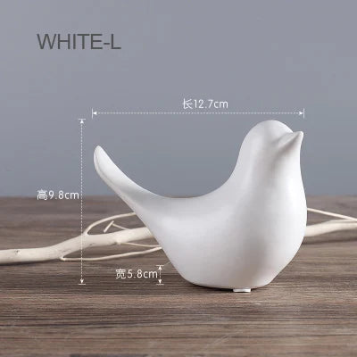 Nordic Creative White Ceramic Bird Figurines Home Decoration Accessories Party Crafts for Living Room Shelves Wedding Ornaments