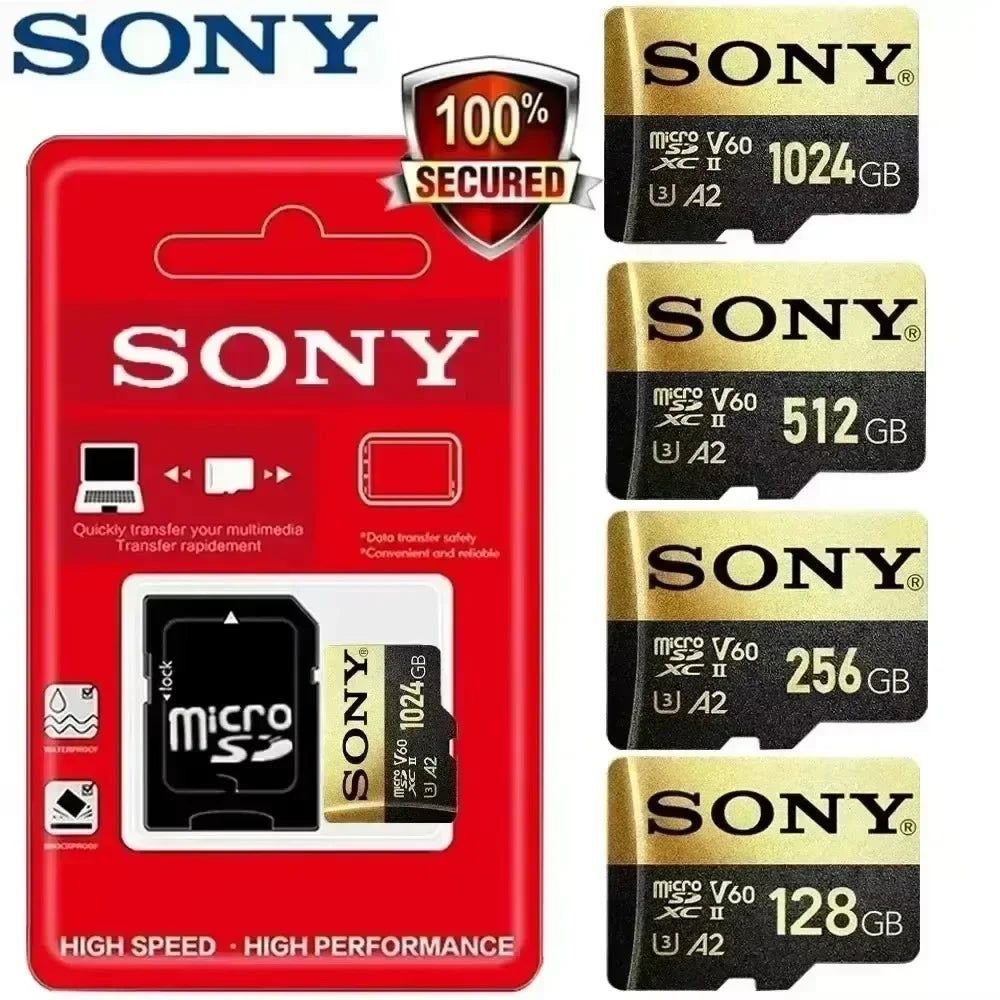 1TB SONY Micro SD Card High Speed Memory Card 128GB 256GB 32GB 64GB MicroSD U3 A2 TF Flash Card for Xiaomi Phone Camera table PC