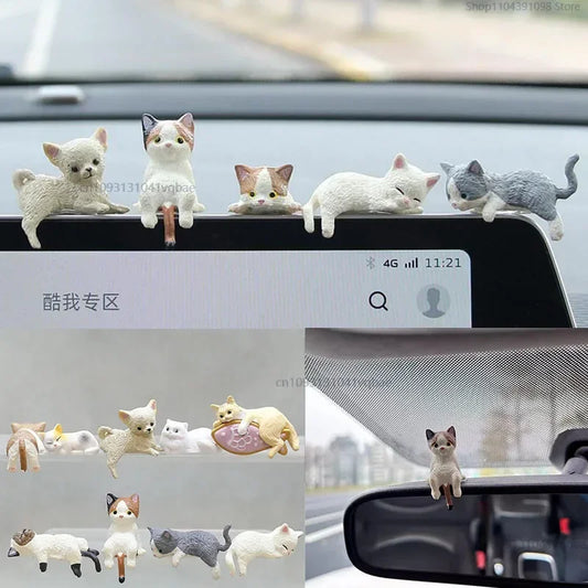 Home Decoration Cute Desktop Gifts Cartoon Simulation Edge Hang Cat Car Center Console Ornaments Decoration Car Accessories