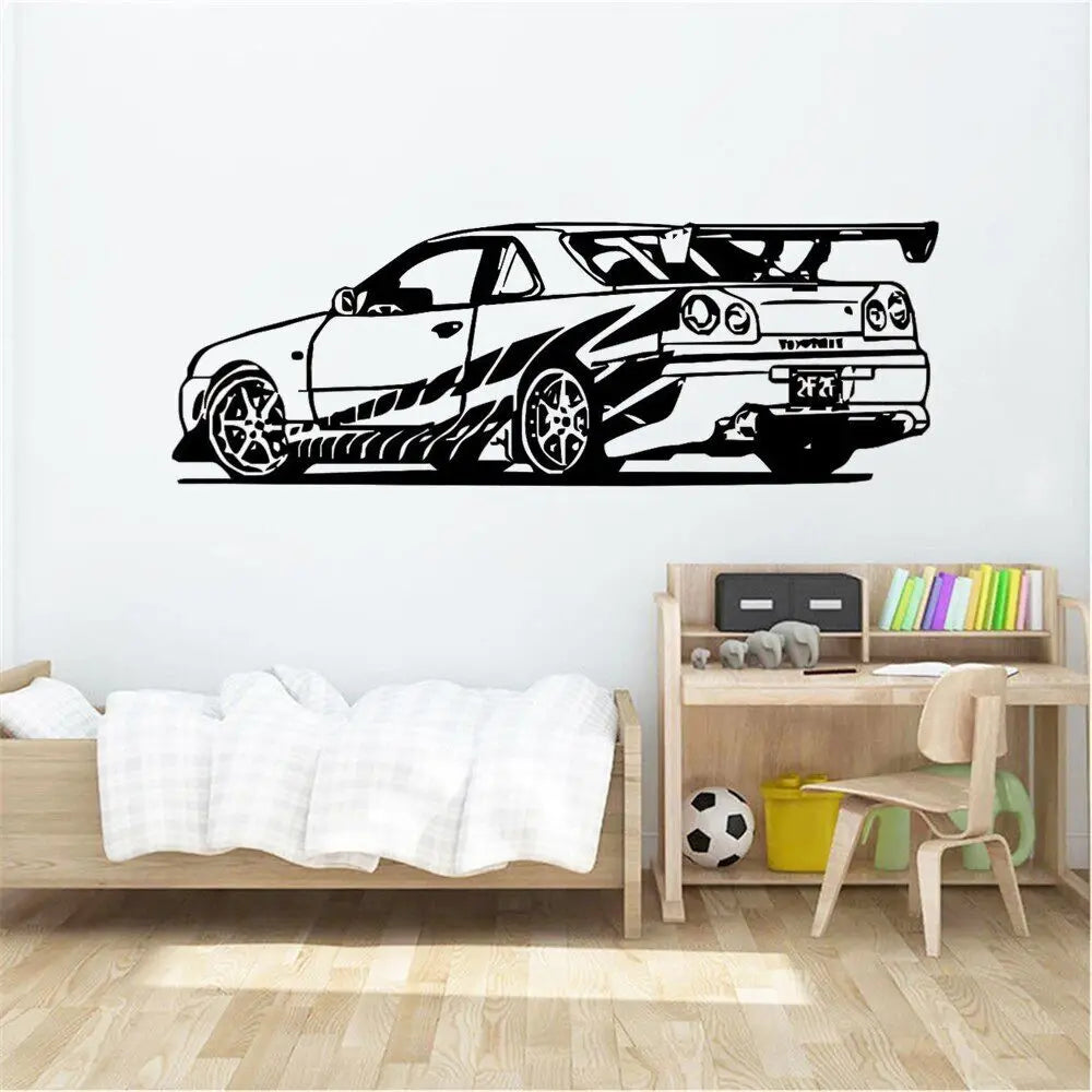 The Fast and The Furious Sport Car Racing Wall Stickers Vinyl Decals for Kids Bedroom Home Decor Murals Removable Poster DW14480