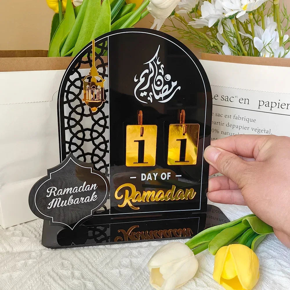 Acrylic Ramadan Countdown Calendar Gifts Day of Ramadan Calendar with Replacing Number 2025 Eid Mubarak Home Decoration Ornament