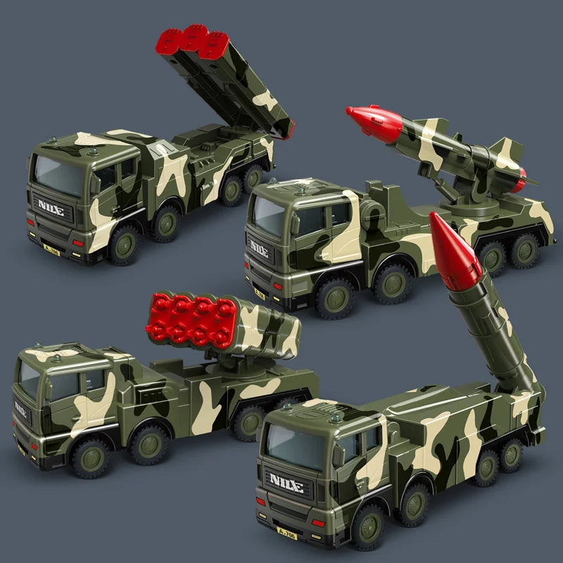 Military Series Air Defense Missile System Inertia Missile Car Rocket Launcher Model Children Baby Boy Toy Birthday Gift