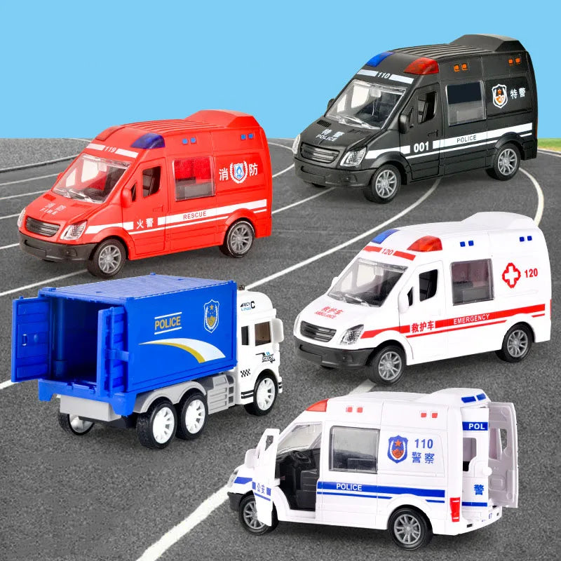 Inertial Car Toy Fire Truck Ambulance Car Model No Battery Required Openable Door Drop-resistant Smooth Surface Coasting