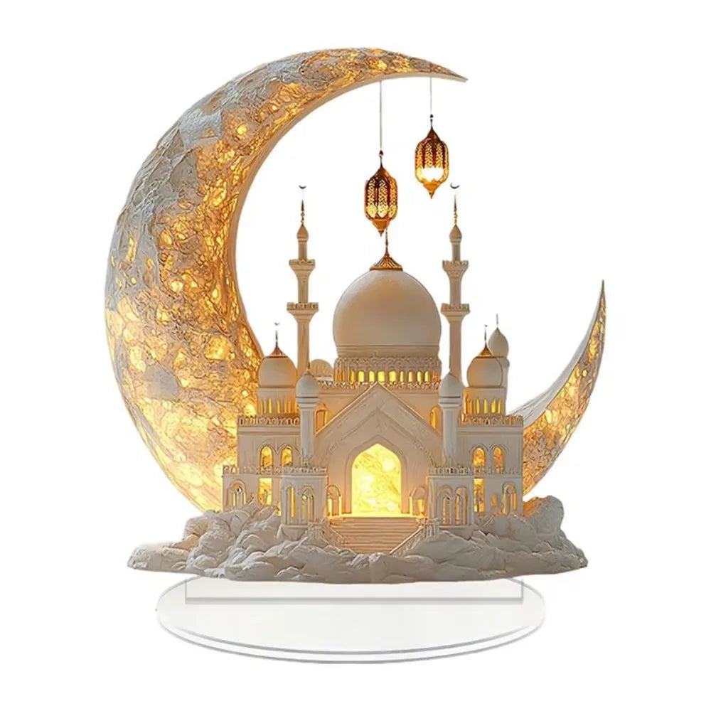 Ramadan Festival 2D Acrylic Moon Craft Ornaments 2025 New Eid Al-fitr Mubarak Decorations Islamic Muslim Home Party Table Gift