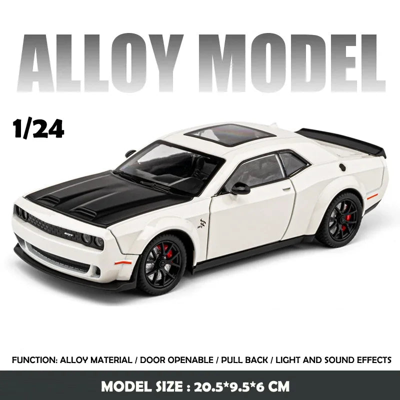 Simualtion 1:24 Dodge Challenger Hellcat Redeye Alloy Car Model Sound and Light Children Toy Birthday gift Miniature Voiture