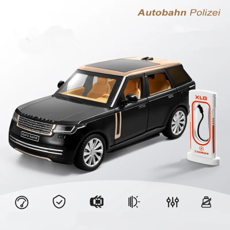 1/24 Range Rover SUV Alloy Car Model Diecasts Metal Off-road Vehicles Car Model Sound Light Simulation Collection Kids Toys Gift