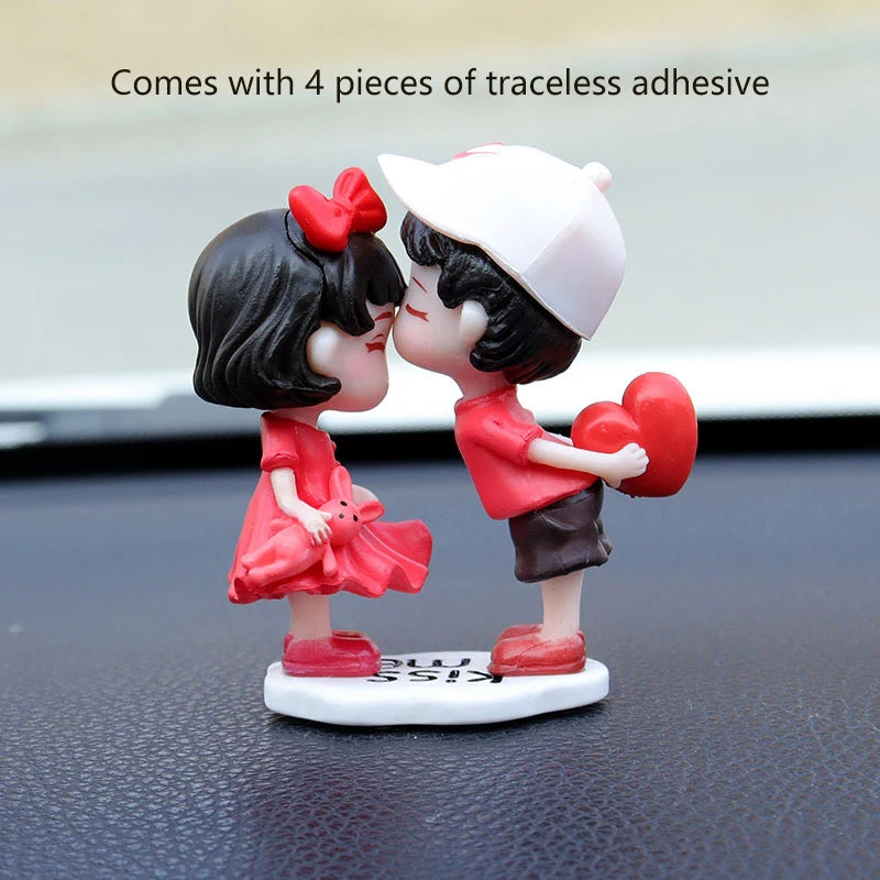 Cute Lovers In-vehicle 3D Ornament Valentine's Day Gift Desktop Home Decor Resin Couples Figurine Decoration Office Bedroom