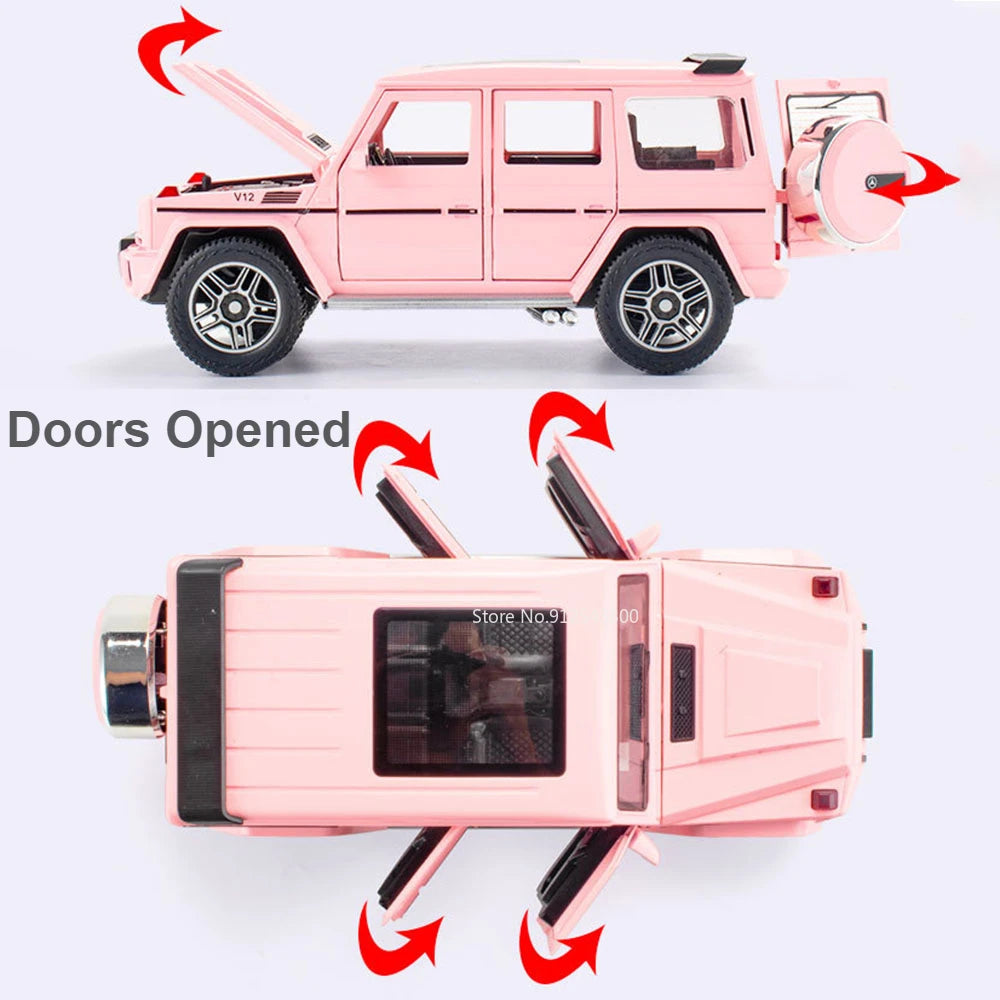 1:24 Mercedes-Benz AMG G63 Car Model Toy Metal Diecast Off-road Vehicle Models Ornaments Sound Light Pull Back Toys Collection