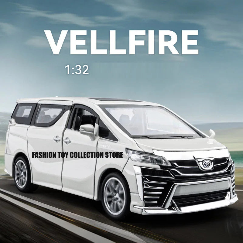 1:32 VELLFIRE Alloy Car Model Diecasts Toy With Sound and Light Vehicles Open To 6 Doors Decoration Toys For Kids Gift