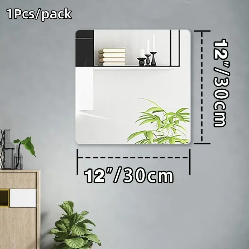 HD Anti Fog Wall Mirror Sticker DIY Full Length Mirror Tiles Self Adhesive Shatterproof Non Glass Safety Mirror Sheets 2MM Thick