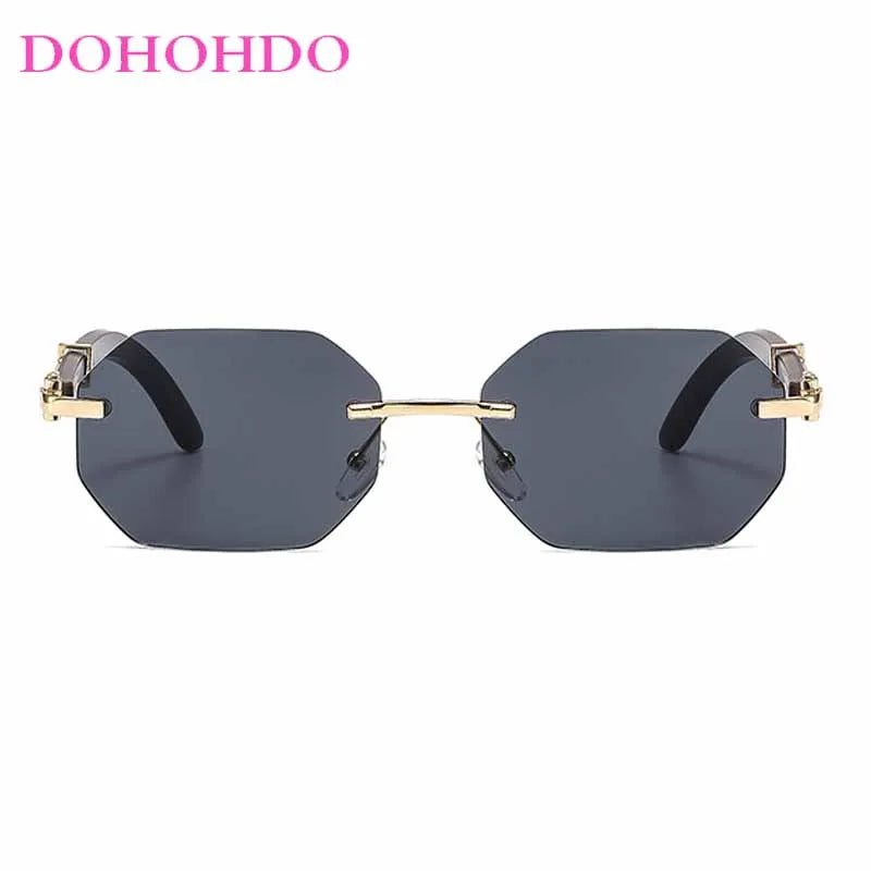 Trendy Classic Rimless Polygon Sunglasses Men Women Retro Luxury Brand Design Summer Traveling Beach Shades Lentes De Sol UV400