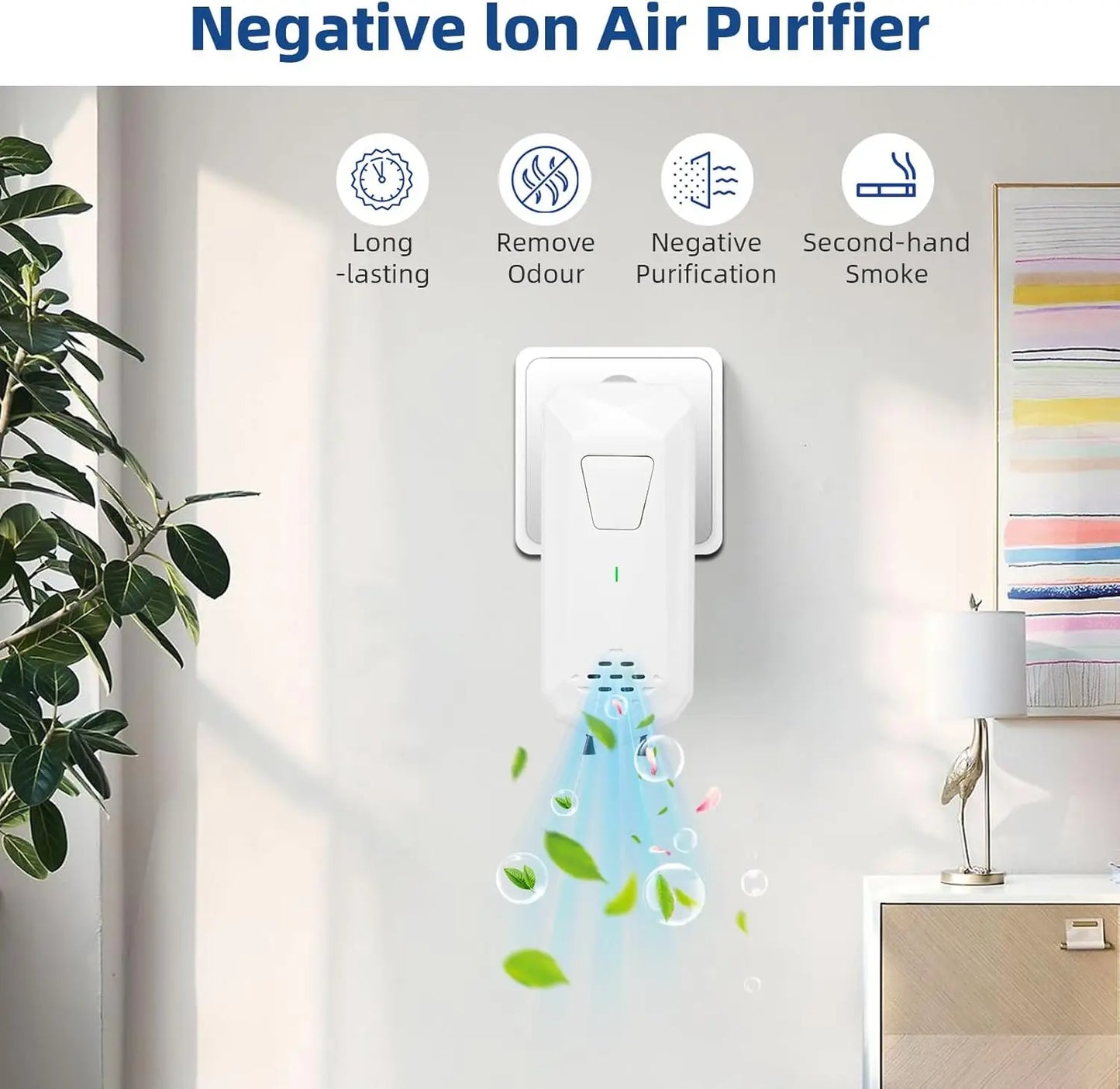 Air Ionizers for Home Negative Ion Generator Quiet Air Freshener for Bedroom Office Kitchen Plug in Mini Air Cleaner