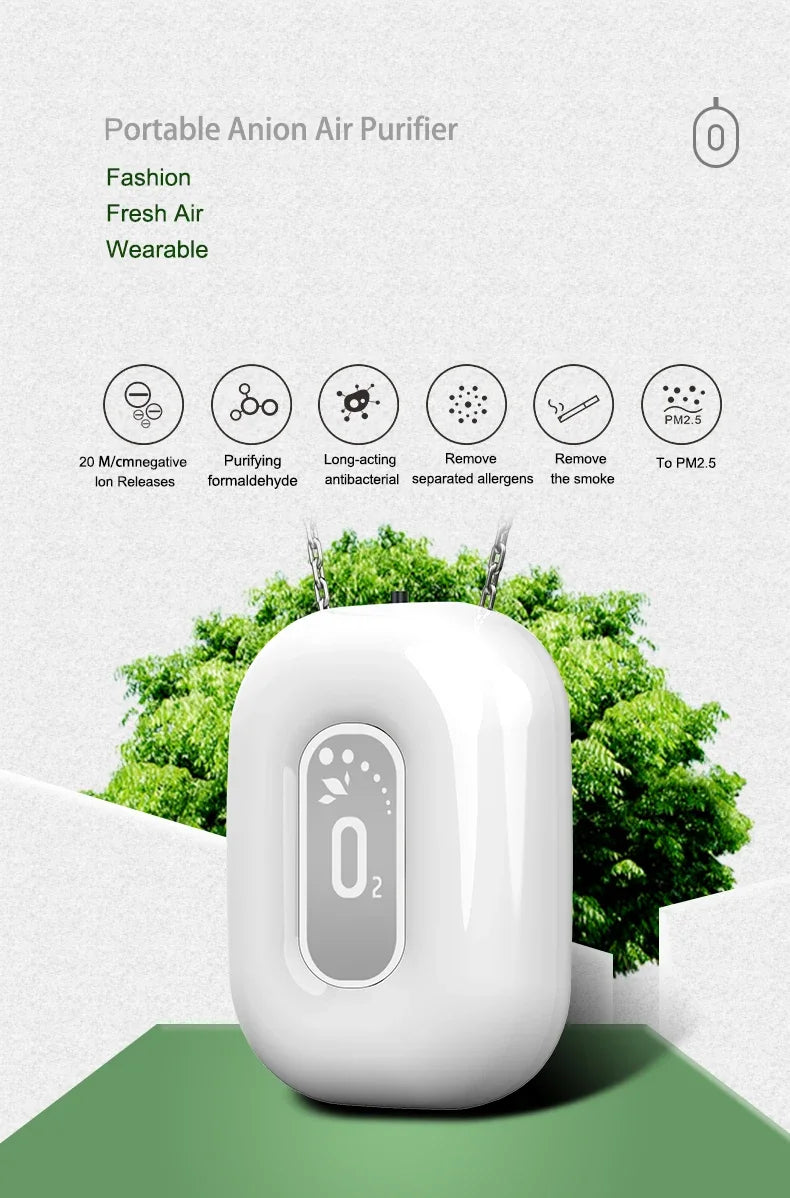 Cornmi Wearable Necklace Air Purifier Mini Portable Negative Ion Generator Low Noise Adults Kids For Car Air Purifier