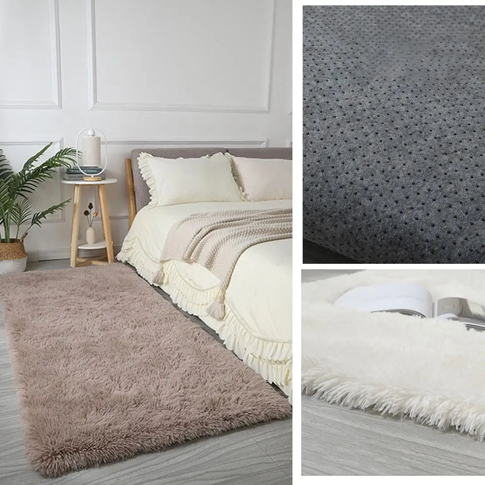 New Non Slip Imitation Wool Bedside Rugs Non Slip Floor Protection Sofa Cushion Washable Long Hair Carpet Home Decor