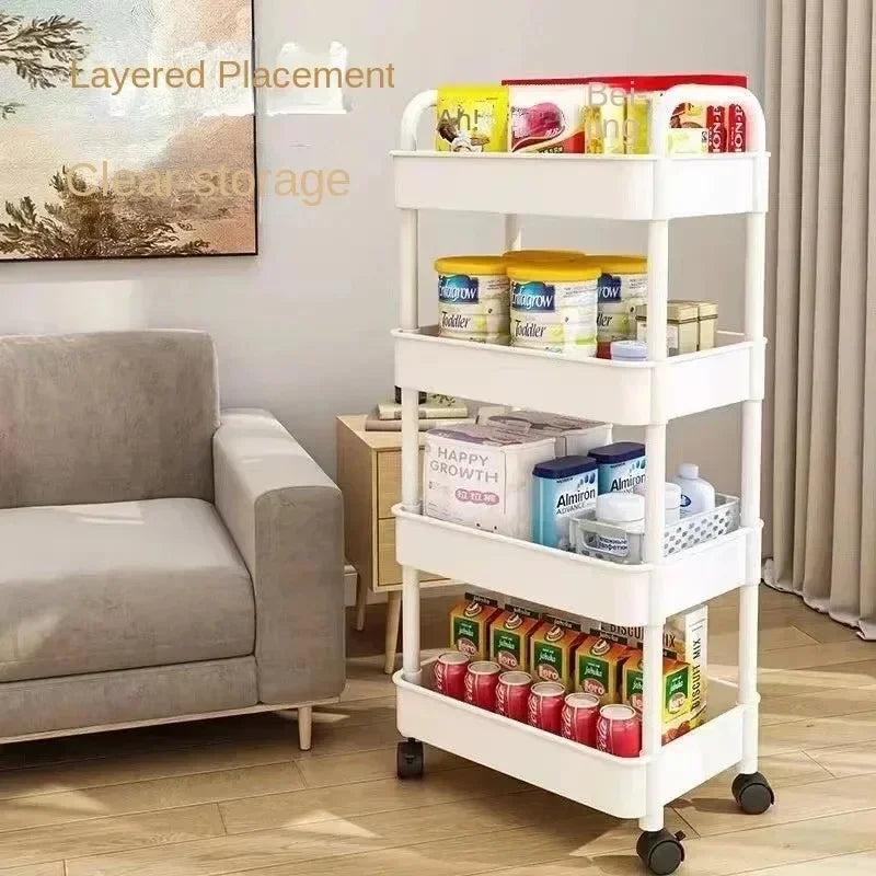 A+Trolley Rack Kitchen Floor Bedroom Multi-Layer Baby Snacks Mobile Bathroom Bathroom Storage Storage Rack