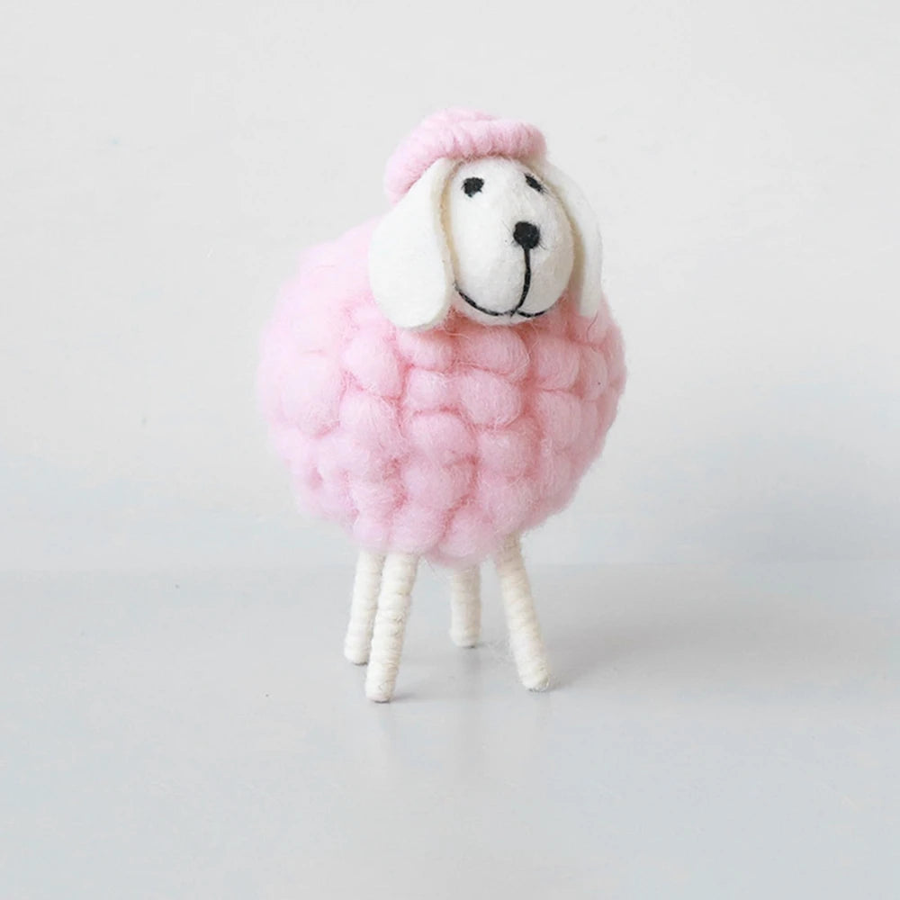 Cartoon Sheep Wool Felt Lamb Mini Table Ornament  For Home Furnishings Desktop Decor Birthday Party Festival Gift