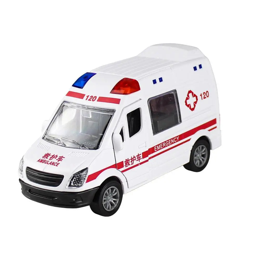 Hospital Rescue Ambulance Die Cast Metal Toy Car Pull Back Alloy Toys Vehicle For Children Boys Toys Can Open the Door