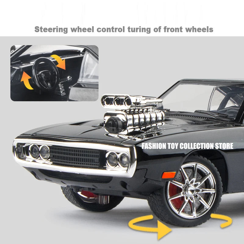 1:24 Challenger 1970 Fast & Furious 7 Alloy Car Model Diecasts Toy With Sound and Light Vehicles Decoration Toys For Kids Gift