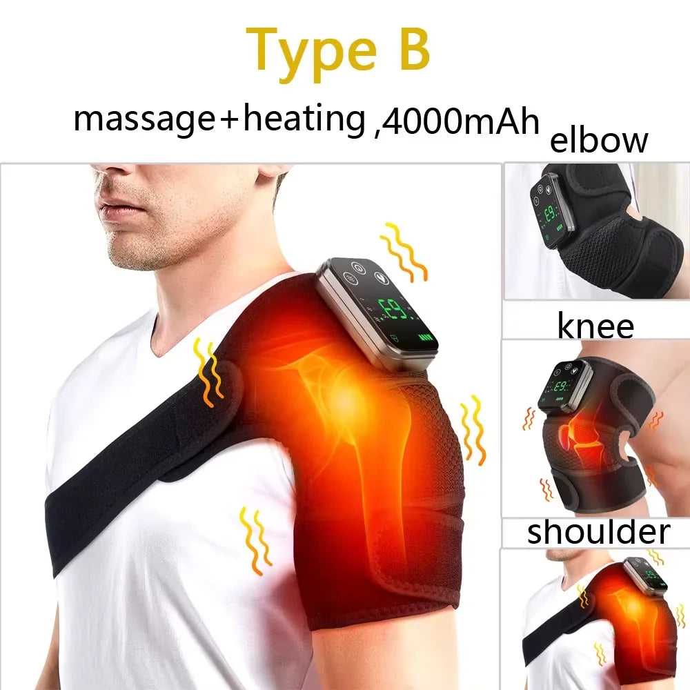 3 in 1 Vibration & Heating Shoulde Massager Blets Warmer Shoulder Hot Compress Massager Pads USB Charge