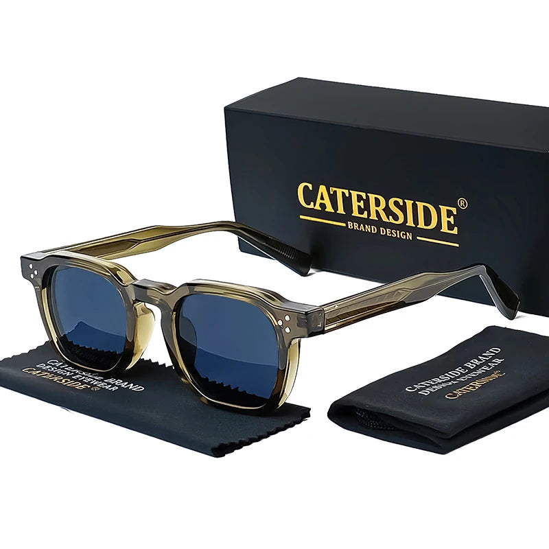 CATERSIDE Retro Punk Men Sunglasses Small Frame Square Personalized Design Sun Glasses Women Travel Party Business Festival Gift