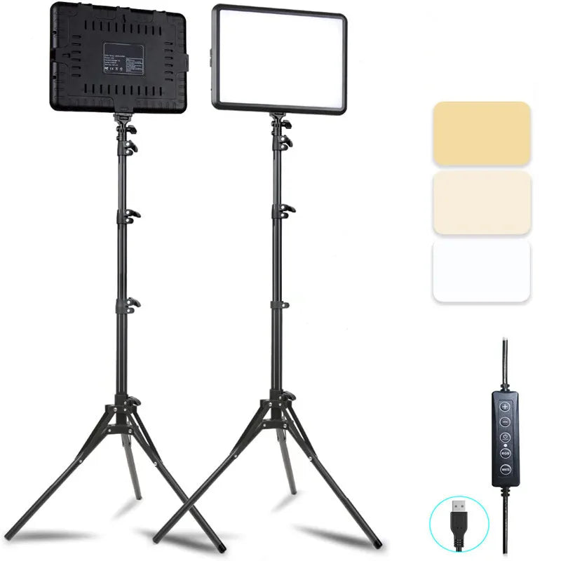 8/12 Inch LED Photography Video Light Panel Lighting Photo Studio Lamp Kit For Shoot Live Streaming Youbube With Tripod Stand