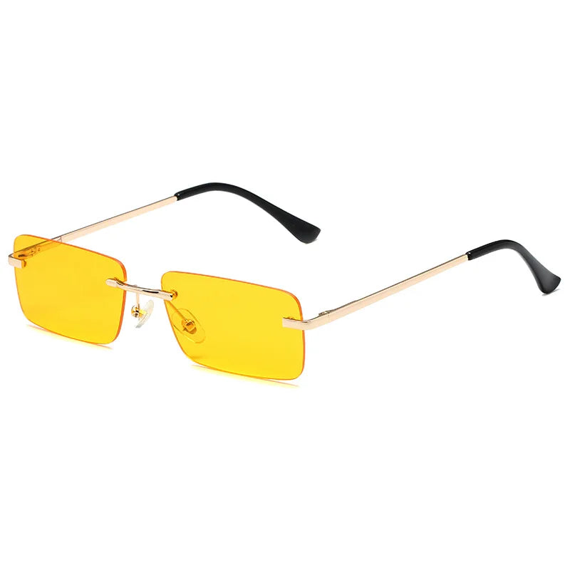 1PC Unisex Plastic Square Frame Fashio Rimless Sunglasses For Outdoor Beach Party Metal ins Trendy Sunglasses