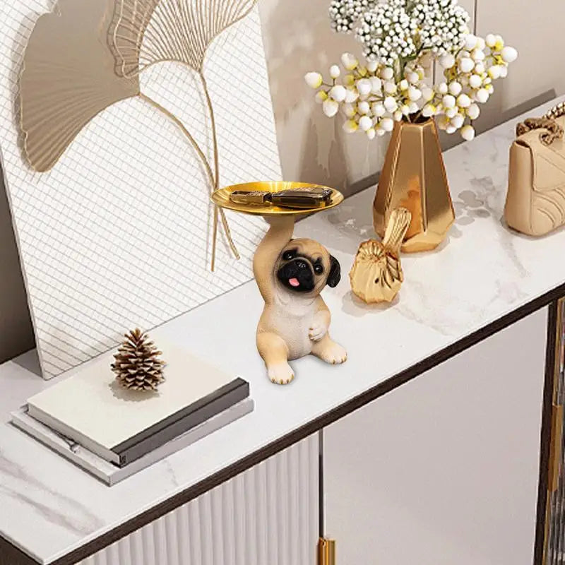 Standing Dog Statue Ornate Dog Statue Storage Holder For Jewelry Home Decor Cute Animal Dog Model Key Organizer Holder For