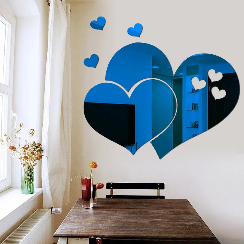 3D Love Heart Acrylic Mirror Wall Stickers DIY Wall Table Stickers for Living Room Home Decoration Accessories Wall Decal Mural