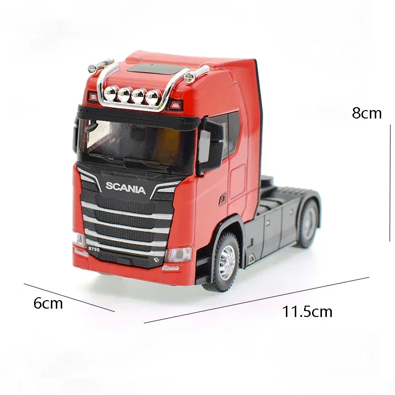 1:50 SCANIA Diecast Metal Model Toy Container truck Pull Back With Sound & Light Trailer Car Toys Xmas Gifts