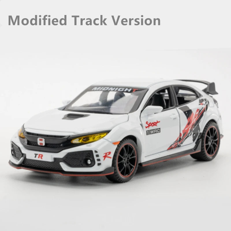 1:32 HONDA CIVIC TYPE-R Alloy Car Model Diecasts & Toy Vehicles Metal Sports Car Model Sound and Light Collection Childrens Gift