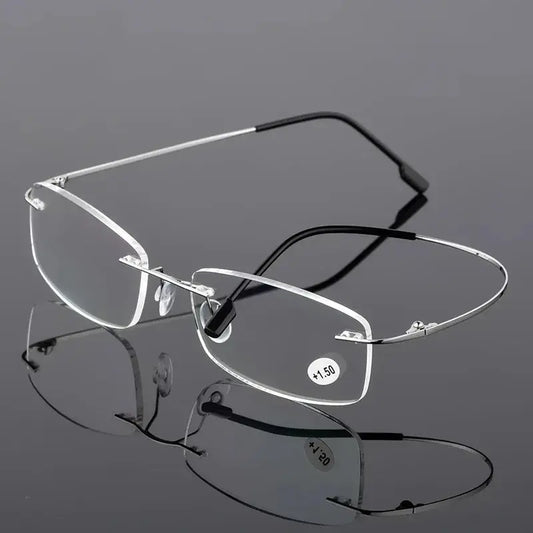 Ultralight TR90 Memory Titanium Rimless Reading Glasses Men&Women Presbyopic Eyeglasses +1.0 +1.5 +2.0 To+3.5 +4.0