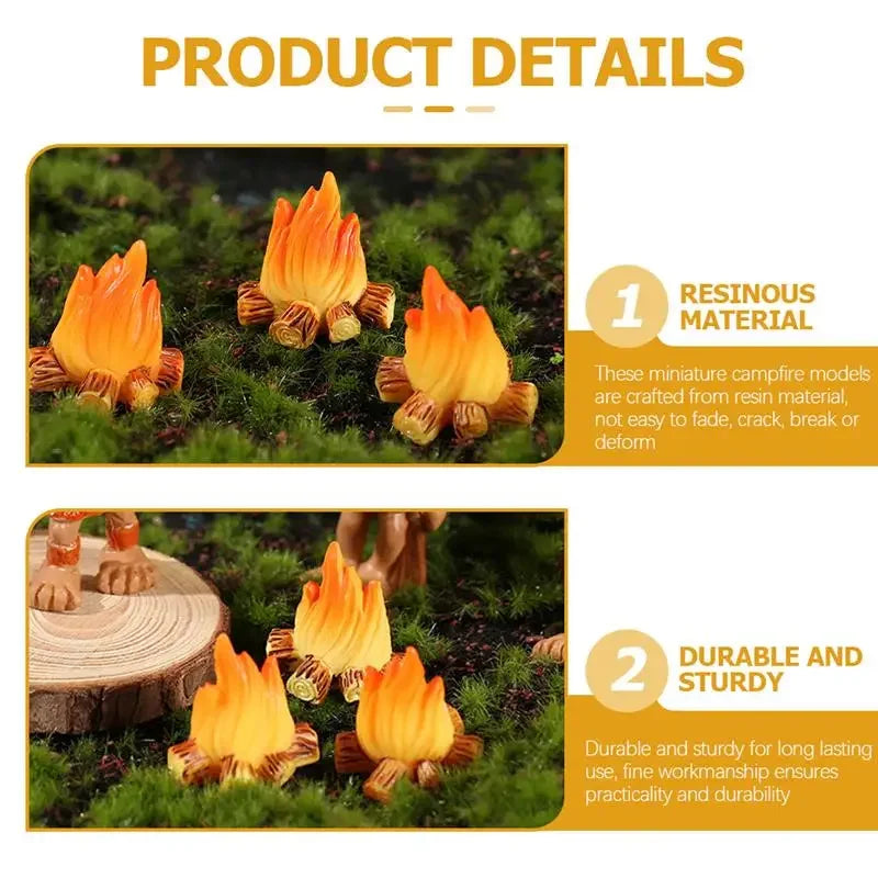 Resin Bonfire Model Miniature Decoration Campfire Toy Artificial Bonfire Resin Craft Ornament Campfire Miniature