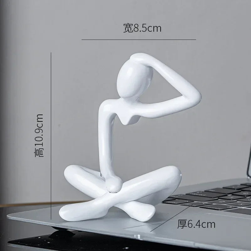 1pc Plastic Thinker Statues Abstract Mini Characters Figurines Home Office Study Room Bookshelf Decor Accessories