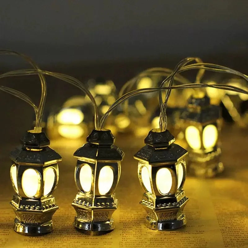 Ramadan Decoration Plastic Lantern Led String Lights Ramadan Kareem Decor Eid Mubarak Gift Al-Fitr Eid Festival Party Supplies